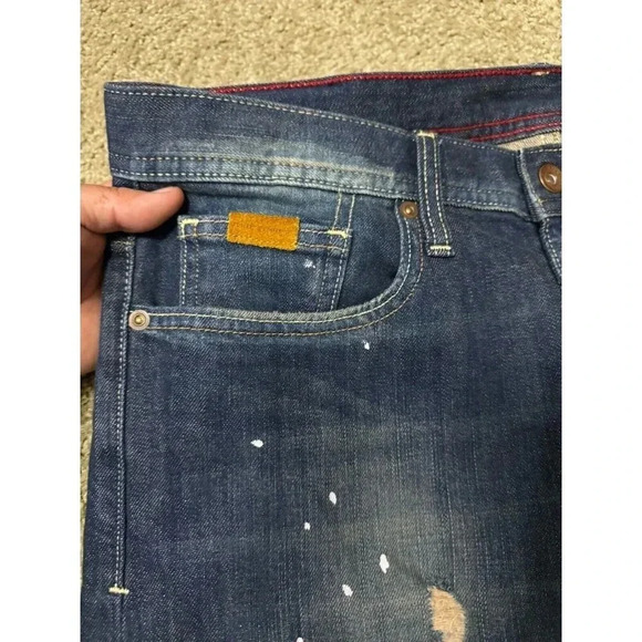 ARAMANI EXCHANGE Jeans Men’s 32x32 Straight Slim Leg Paint Splatter Distressed - Picture 3 of 11